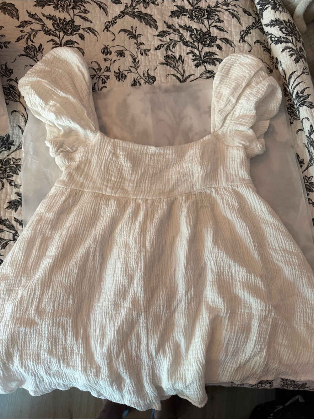 Princess Polly White Textured Mini Dress with Puff Sleeves